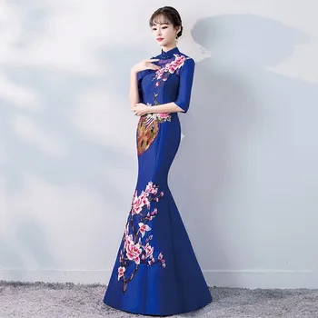 Undinė Mados Kinijos Seksualus Rytų Šalies Moterų Cheongsam Etape Parodyti Qipao Suknelė Elegantiškas Įžymybė Pokylių Suknelės De Festa