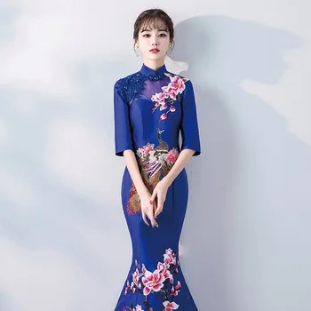 Undinė Mados Kinijos Seksualus Rytų Šalies Moterų Cheongsam Etape Parodyti Qipao Suknelė Elegantiškas Įžymybė Pokylių Suknelės De Festa