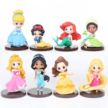 Disney Princesė Žaislai Vaikams 8 Vnt/Set 6-8cm Mielas Animacinių filmų Princesė Veiksmų Skaičiai Undinė 