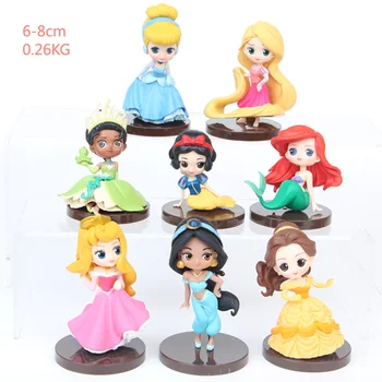 Disney Princesė Žaislai Vaikams 8 Vnt/Set 6-8cm Mielas Animacinių filmų Princesė Veiksmų Skaičiai Undinė 