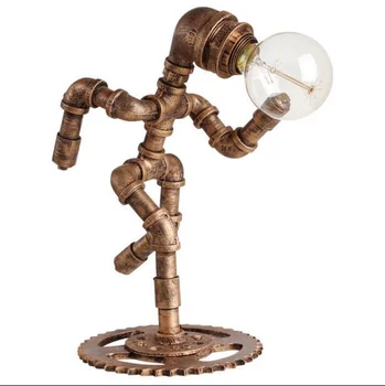 Loft Amerikos nostalgišką retro vandens lempa, Baras, Kavinė dekoratyvinis stalo lempa miegamasis kūrybos robotas stalo lempos 