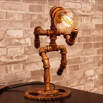 Loft Amerikos nostalgišką retro vandens lempa, Baras, Kavinė dekoratyvinis stalo lempa miegamasis kūrybos robotas stalo lempos 
