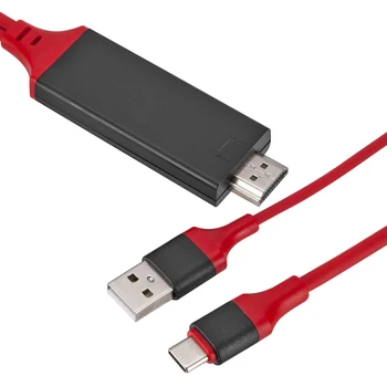 USB 3.1-HDMI Konverteris 2m Kabelio Tipas C USB Maitinimo 4K Vaizdo Adapterio Laido Lauko Mobilusis Telefonas Apdailos