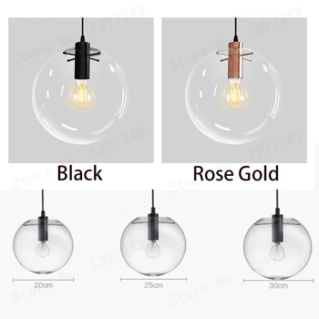 Stebuklų LED Stiklo Rutulį Pakabukas Lempa, Šviesos Šiuolaikinės Rose Gold Perduoti Blizgesį LED Stiklo Kamuolys Baras, Virtuvė, Aukštos Kokybės