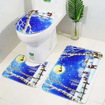 Naujas Kalėdų Vonios kambarys Produktų 3PCS Vonios Kilimėliai Nustatyti Anti Slip Minkšto Vandens Įsiurbimo Absorbentas Vonios Kilimėlis