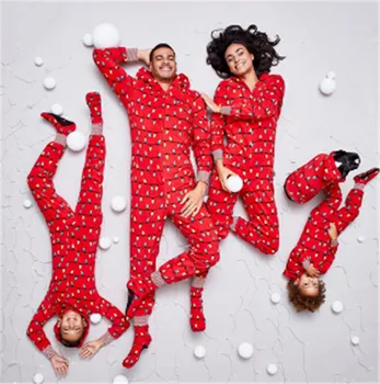 2021 Kalėdų Gobtuvu vientisas Suaugusių Vyrų, Moterų, Vaikas Sleepwear Šeimos Atitikimo Jumpsuit naktiniai drabužiai Elnias Spausdinti Šeimos Kalėdos Drabužiai