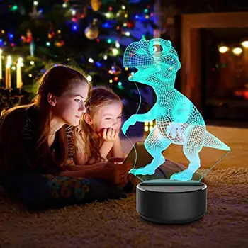 Helovinas 3D Dinozaurai LED Lempos, 7 Spalvų Keitimas Touch Kontrolę, Naktį Šviesos, Vaikams, Dovanų, Namų Papuošalas Paramos Dropshipping