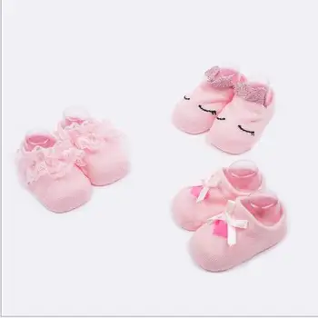 2019 Nauji kūdikių kojinės seklių burną padėti mažas kojinės kūdikiams, naujagimiams, vaikams nėrinių grindų valtis vaikams kojinės 3 poros pakuotėje