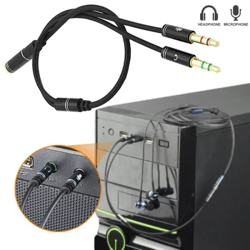 AUX 3.5 mm Audio Mic Splitter Cable Moterų ir 2 Vyrų Ausinių, Mikrofono Adapteris