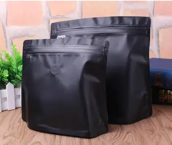20pcs 190x225x175mm Pusę kilogramo kavos pakuotės atsistoti folijos maišelį apsišaukęs krepšiai skrudintų kavos pupelių maišas vožtuvas krepšys, juodas