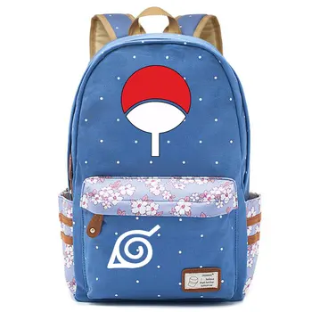 Uzumaki Naruto, Sasuke Uchiha Sharingan Gėlių Dot Berniukas Mergaitė Mokyklos maišą Moterų Bagpack Paauglių Schoolbags Drobės Femme Kuprinė