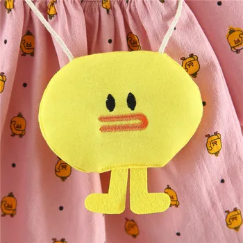 Vaikų sijonas didmeninė 2020 vientisos spalvos animacinių filmų mažai geltona antis spausdinti mergina dress rudenį nauji vaikiški drabužiai