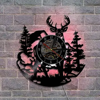 2020 kūrybos namų juoda guma laikrodis, gyvūnų elnias elniai vinilinės plokštelės sienos meno apdailos namų dekoro laikrodžiai