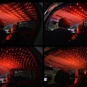 Automobilių Atmosfera USB Aplinkos Žvaigždėtas Dangus LED Stogo, Šviesos, Švytėjimas, Interjero Kelių Rūšių W91F