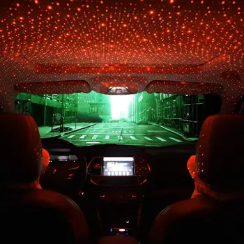 Automobilių Atmosfera USB Aplinkos Žvaigždėtas Dangus LED Stogo, Šviesos, Švytėjimas, Interjero Kelių Rūšių W91F