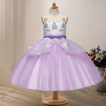 Vaikų suknelė 2019 nauja mergina suknelė princesė gėlių mergaitė vestuvių suknelė vienaragis vaikų drabužiai