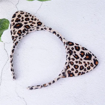 1 VNT Leopard Pliušinis Lankelis Cute Kačių Ausų Plaukų Aksesuarai Moterims, Mergaitėms, galvos Apdangalai, Mados Velykų Šokių Grupė Fantastinis Hairband