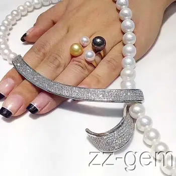 Karšto pardavimo new Style >> 10mm sea shell perlų karoliai-cz mikro nutiesti jungtis