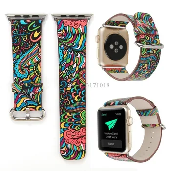Odos Juosta, Diržu, Apple Watch 38mm/42mm 40mm44mm Serijos 4 3 Gėlių Spaudinių Folk Stiliaus Diržas Riešo Laikrodžių Apyrankės Watchbands