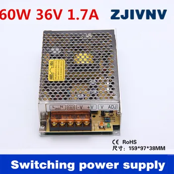 Aukštos kokybės 60w Output 36v 1.7 jungiklis, maitinimo režimo smps LED 36V AC DC transformatorių, led šviesos cctv cnc (S-60-36)