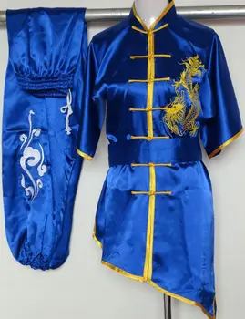 6color unisex vaikų ir suaugusiųjų Siuvinėjimo dragon shaolinkung fu suitsmartial menų uniformų drabužių rinkiniai chi clothesblack/mėlyna