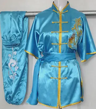 6color unisex vaikų ir suaugusiųjų Siuvinėjimo dragon shaolinkung fu suitsmartial menų uniformų drabužių rinkiniai chi clothesblack/mėlyna