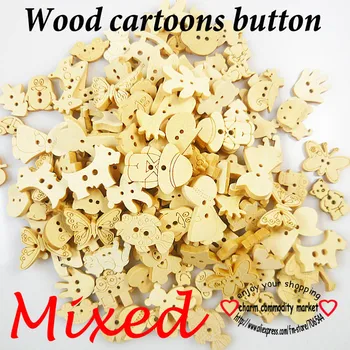 50PCS 18MM antis mygtuką medienos karikatūros mygtukus, paltai, batai, siuvimo, drabužių priedų WCB-004