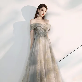 Elegantiškas Nuo Peties Ilgas Vakarines Sukneles Vestido Debutante Mados China Appliques Siuvinėjimo Šalies Promenadzie Suknelė Plius Dydis
