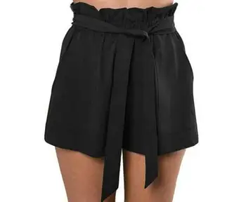 1pcs/daug europos stiliaus moteris šifono šortai lady vasaros aukšto juosmens elastinga juosmens kieta elastinga juosmens šortai