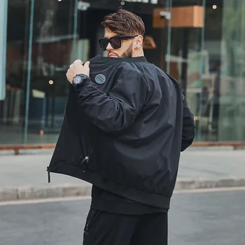 XL-6XL plius dydžio vyriški streetwear striukė beisbolo vienodas guzas spalvų kišenė ilgomis rankovėmis su užtrauktuku Banga drabužius šiltas kailis homme