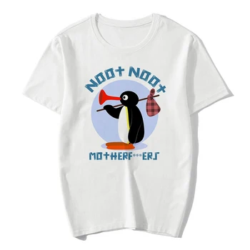 Noot Noot Motherfuckers Pingu Spausdinimo Moterų Mielas Marškinėliai Tees Moterų Drabužius Vasarą Balti Trumpomis Rankovėmis Marškinėlius Užsakymą Kawaii Viršūnės
