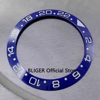 39.9 mm įterpti žiūrėti komplektas tinka automatinis judėjimas mėlynos spalvos keraminiai rėmelio baltas ženklų mineralinio stiklo vyriški žiūrėti bezel BB3
