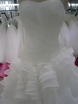 Prabanga Raukiniai Rankovių Susiėmę Organza Vestuvių Suknelės, Brangioji, Uždusęs Nuotakos Suknelės