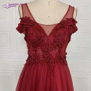 Duobute vakarinę Suknelę Ilgai 2010 m. 3D Gėlių-Line Prom Dresses Raudonas Vynas V-Kaklo Oficialų Šalis Suknelė Vestido de festa