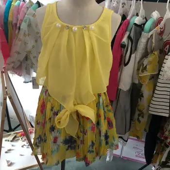 R&Z vaikų suknelė 2019 m. vasarą naujų mergaičių berankovis suknelė pearl spausdinti susiuvimo suknelė