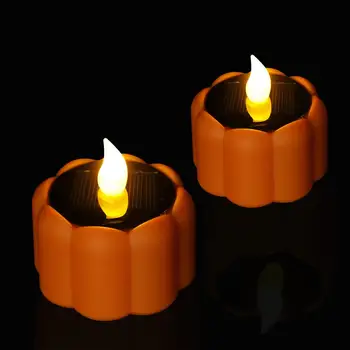 6Pcs Modeliavimas Moliūgų Žvakė LED Light Saulės Energijos Lempos Helovinas Šaliai Dekoro