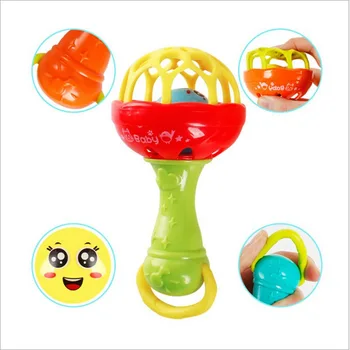 Įdomus žaidimai kūdikiui minkštos gumos teether barška lazdele multi-funkcinis kūdikių barška klijuoti su teether kūdikis, ranka ūkyje žaislas