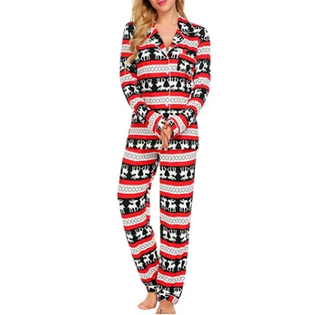 Rudenį, Žiemą Kalėdų Pižama Moterims ilgomis Rankovėmis Viršūnes Ilgas Kelnes Pižama Kostiumas Moterų Homewear Sleepwear 2 vnt