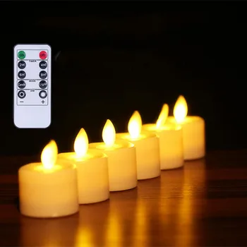 6pcs Nuotolinio Valdymo pulto LED Žvakės Šiltai Balta Led Flameless Žvakės baterijomis, Šoka Liepsnos Namų Arbata Šviesos