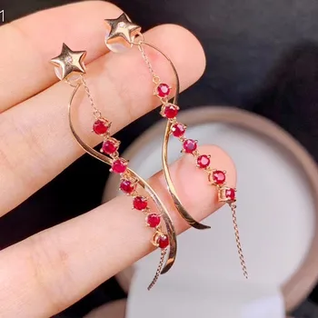KJJEAXCMY Fine Jewelry 18K aukso inkrustacijos natūralus akmuo rubinas moterų nauji auskarai Eardrop prabangos remti bandymo karšto pardavimo