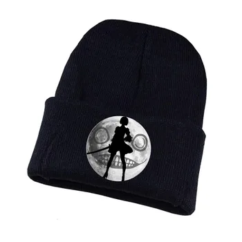Anime NieR:Automatai Megzti skrybėlę Cosplay skrybėlę Unisex Spausdinti Suaugusiųjų Atsitiktinis Medvilnės skrybėlę paaugliams žiemos Megzti Dangtelis