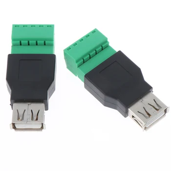 1Pc USB female į varžto jungtis USB kištukas su shield jungtis USB2.0 Female jungtis, USB female į varžtas terminalas
