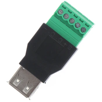 1Pc USB female į varžto jungtis USB kištukas su shield jungtis USB2.0 Female jungtis, USB female į varžtas terminalas