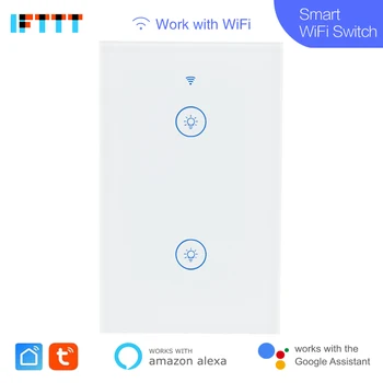 20pcs Wifi Smart JAV standarto 2 GAUJOS Sienos Jungiklis, Tuya Smart Gyvenimo App Belaidis Nuotolinio Valdymo pultas Veikia Su Alexa 