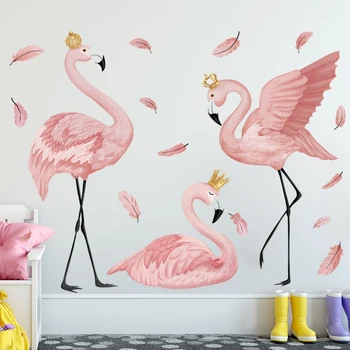 Didelis Flamingo Karalienė Sienų Lipdukai Gyvenimo Kambario, Miegamasis, Vaikų Kambarys Darželio Sienų Dekoras Meno Freskomis Baseboard Vinilo Lipdukai