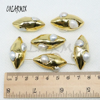 Natūralus Alyvuogių formos perlų karoliukais metalo padengti jungtis Mados perlų papuošalai rasti papuošalai priėmimo 4952