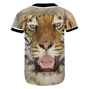 UJWI Vyrų Žiaurus Tigras Modelis Naujus Marškinėlius 3D Atspausdintas Geltona Gyvūno Pora Dėvėti Sporto Negabaritinių 6XL Vyras Beisbolo Marškinėliai