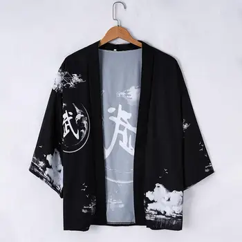 Vasaros Juodasis Samurajus Tradicinių Kimono Japonų Anime Drabužius Cardigan Cosplay Vyrai Moterys Yukata Moterų Marškinėliai Palaidinė