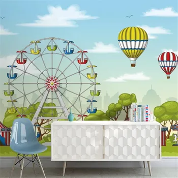 Milofi užsakymą tapetai, freskos 3D Šiaurės šalių šiuolaikinės šviežių animacinių filmų pramogų parkas, vaikų kambario foną tapetai, freskos