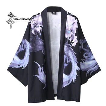 Yukata Moterų Kimonos Megztinis Vyrams Japonų Kimono Tradicinių Unisex Laisvalaikio Ploni Marškinėliai Spausdinti Moterų Kailis Kimono Cosplay Kostiumas